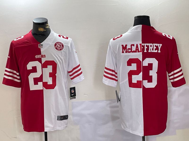 Men San Francisco 49ers 23 Mccaffrey Red White Nike 2024 Limited NFL Jersey style 10081